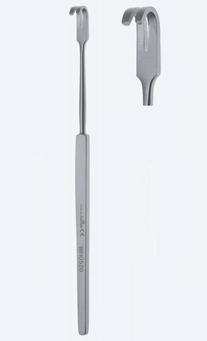 Ретрактори (ранорозширювачі) для ран та трахеї, "Bernay", фіг. 2, вузькі, 2 зубці, шир 4,5 x 4,2 мм, довж 165 мм. Бренд - Asanus Medizintechnik Gmb, Німеччина